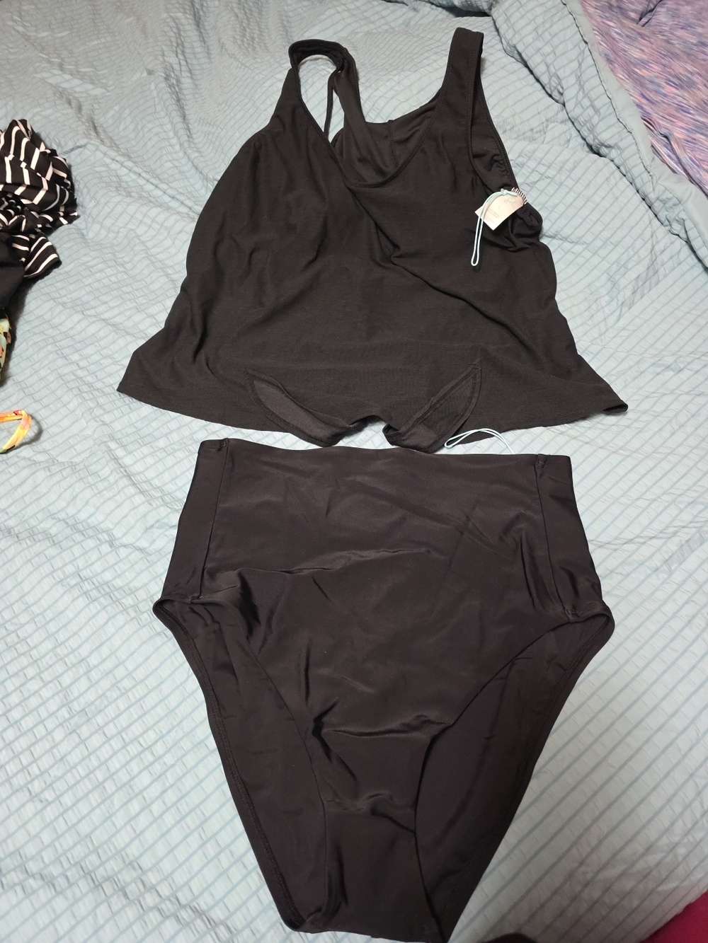 NWT Black Two-Piece High-Waist Swim Set